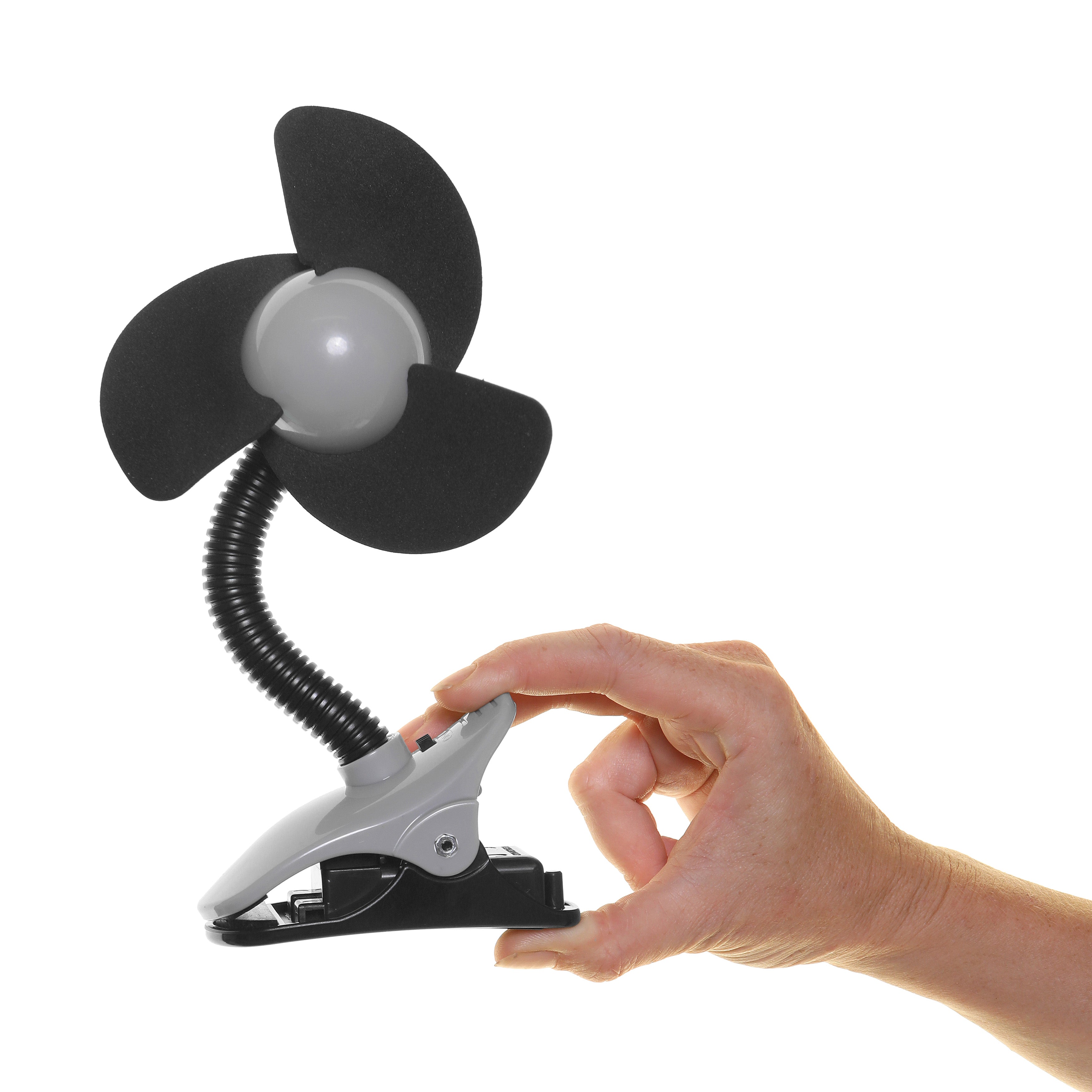 NEW Soft Fin Clip On Stroller Fan Black/Grey