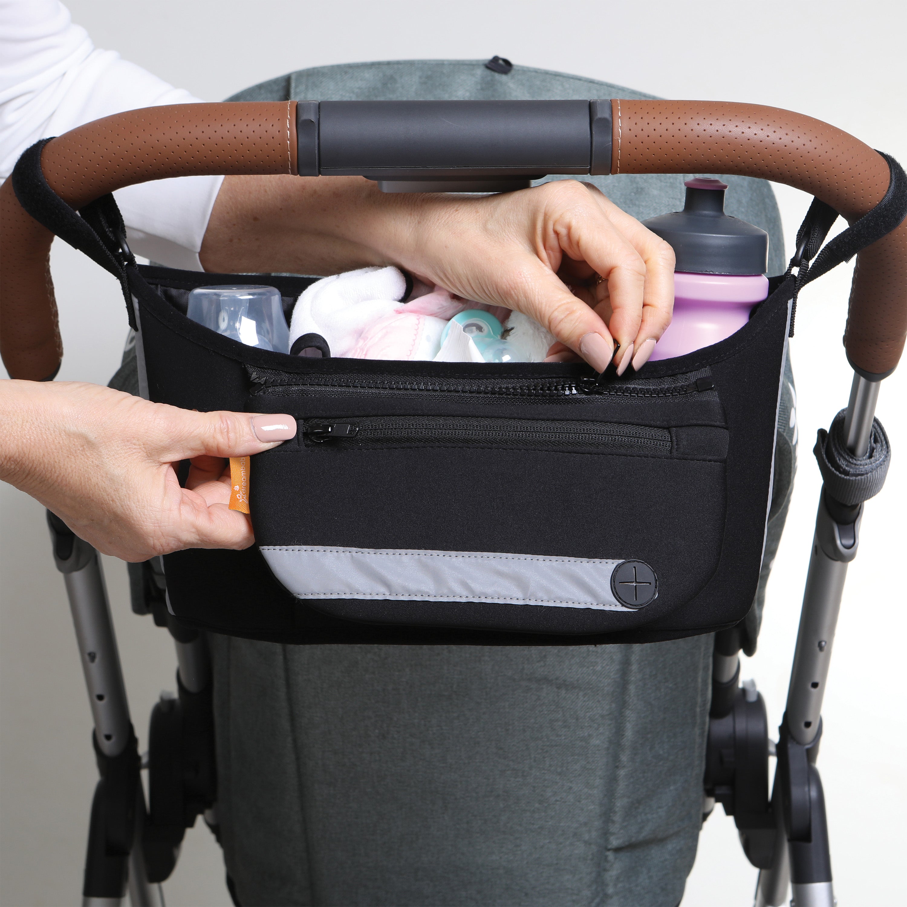 NEW Strollerbuddy® EZY-Reach Organizer Night-Alert Reflective Strips - Black