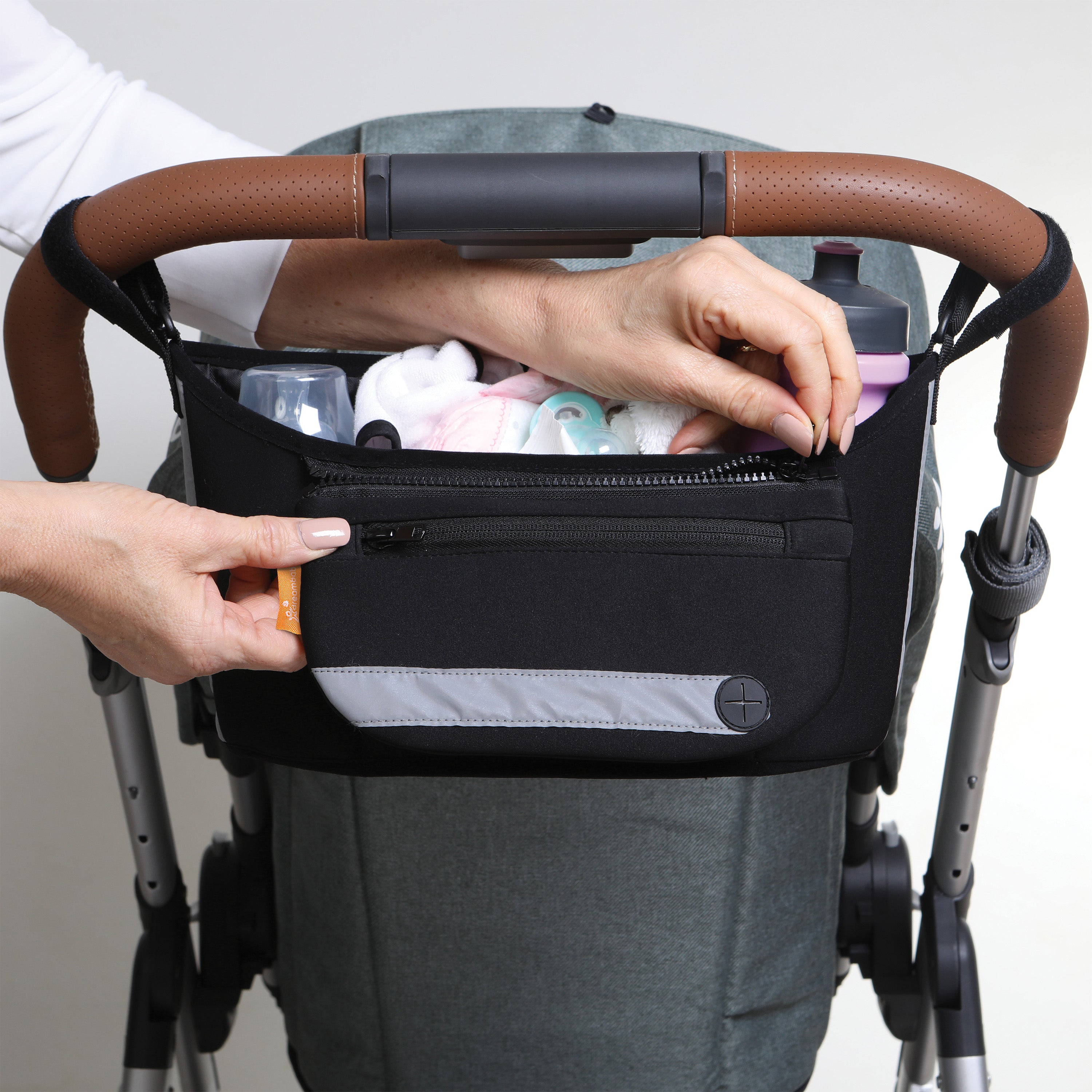 NEW Strollerbuddy® EZY-Reach Organizer Night-Alert Reflective Strips - Black