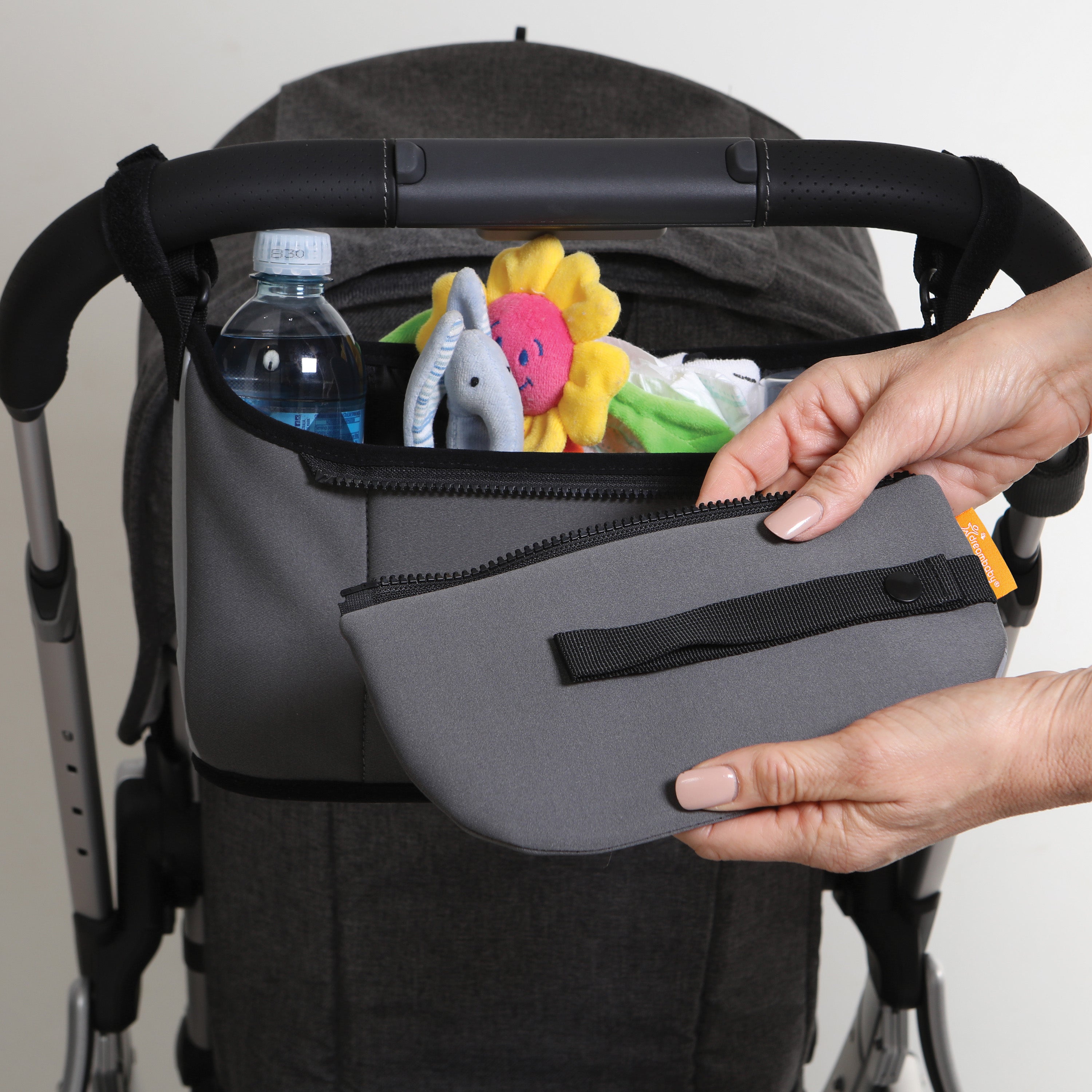 NEW Strollerbuddy® EZY-Reach Organizer Night-Alert Reflective Strips- Grey