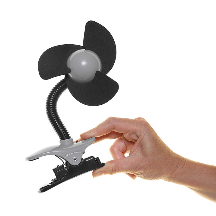 NEW Soft Fin Clip On Stroller Fan Black/Grey