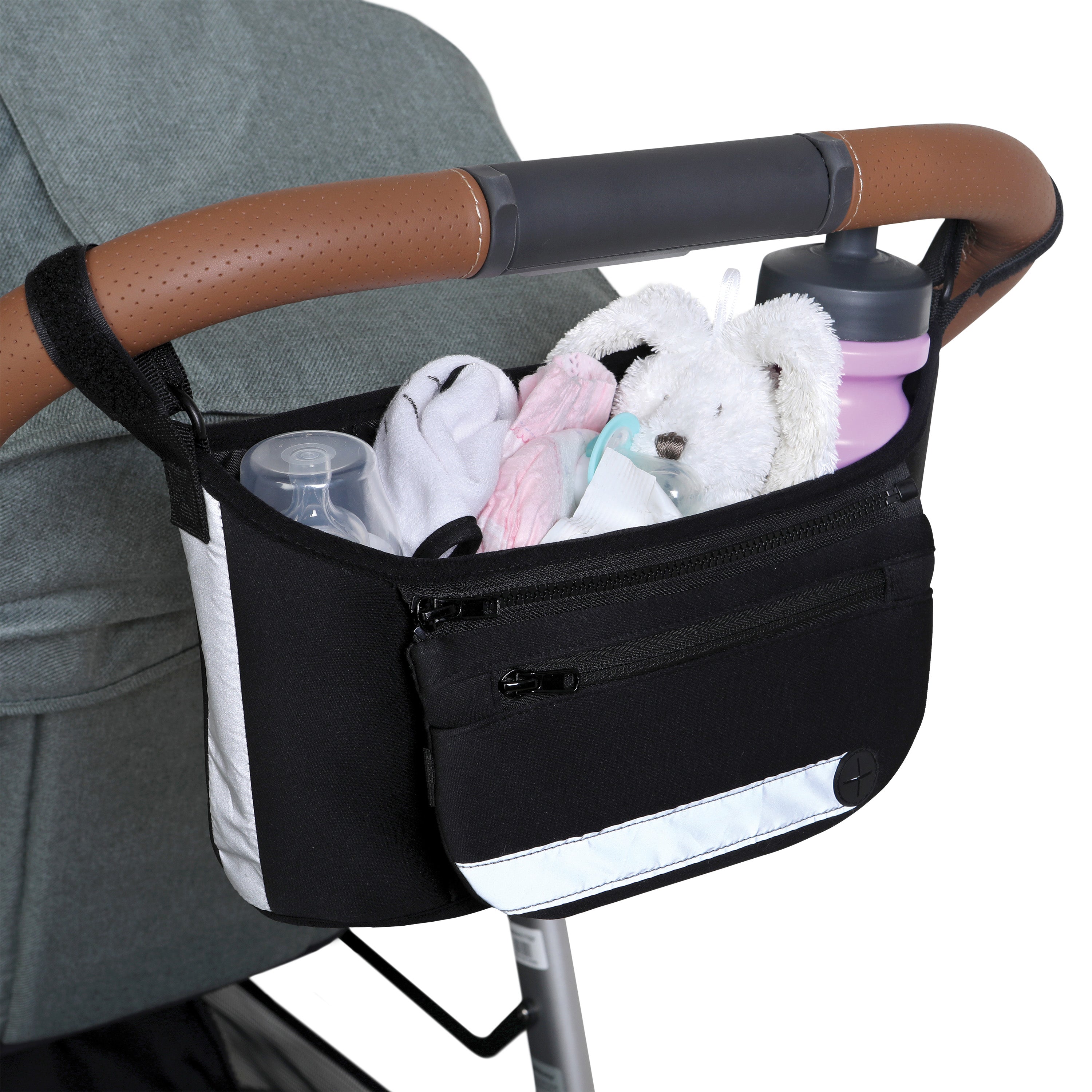 NEW Strollerbuddy® EZY-Reach Organizer Night-Alert Reflective Strips - Black