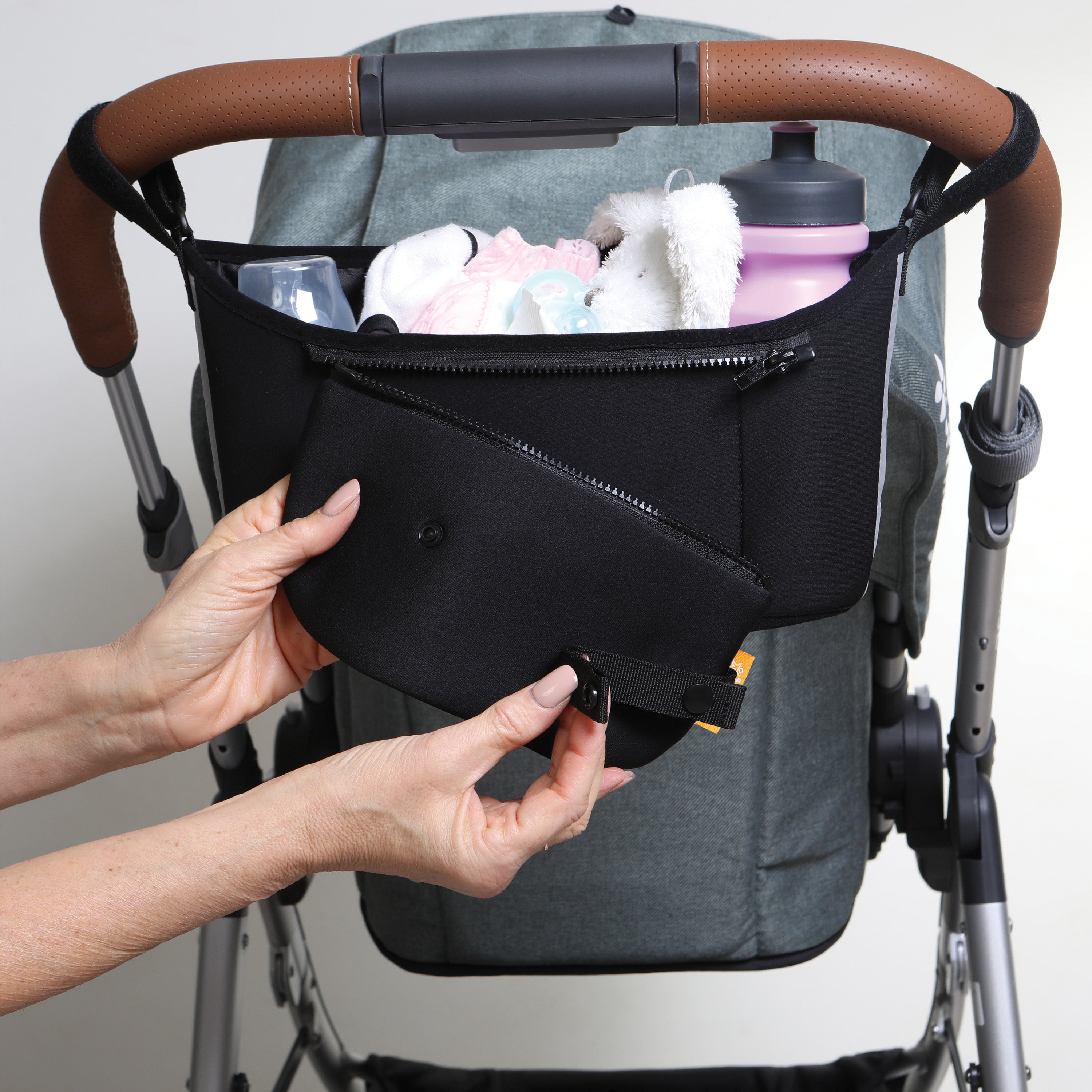 NEW Strollerbuddy® EZY-Reach Organizer Night-Alert Reflective Strips - Black