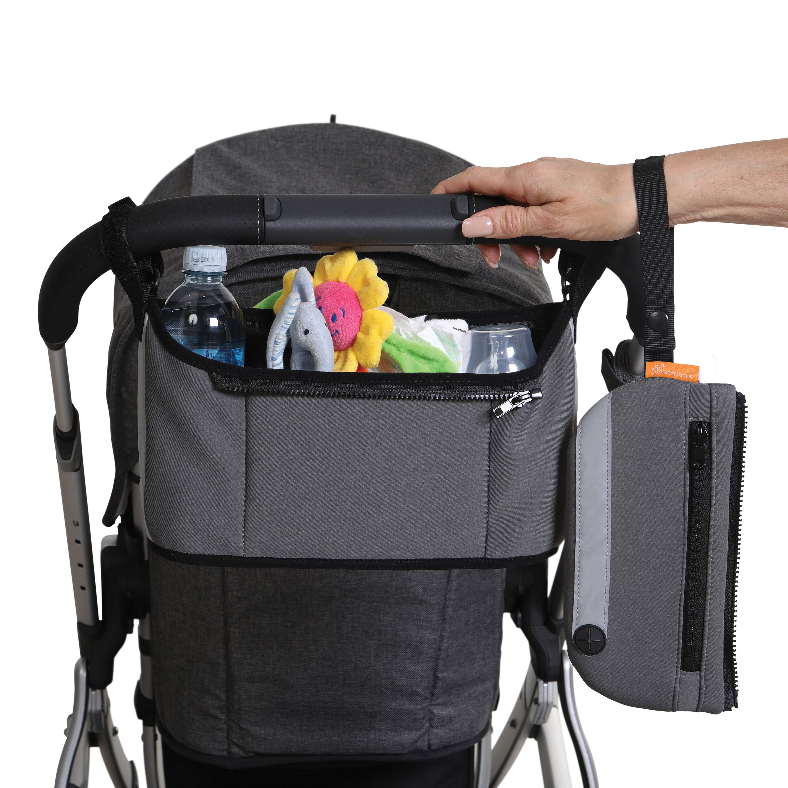 NEW Strollerbuddy® EZY-Reach Organizer Night-Alert Reflective Strips- Grey