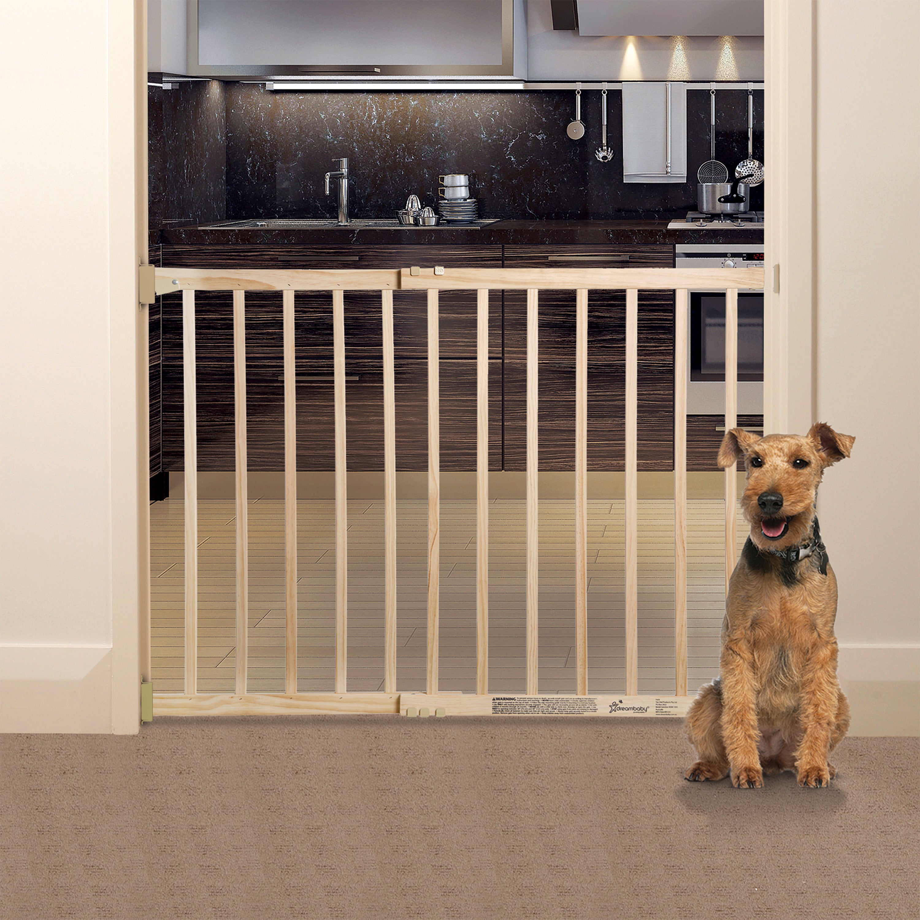 NELSON ADJUSTABLE WOOD GATE  HARDWARE MOUNT - NATURAL